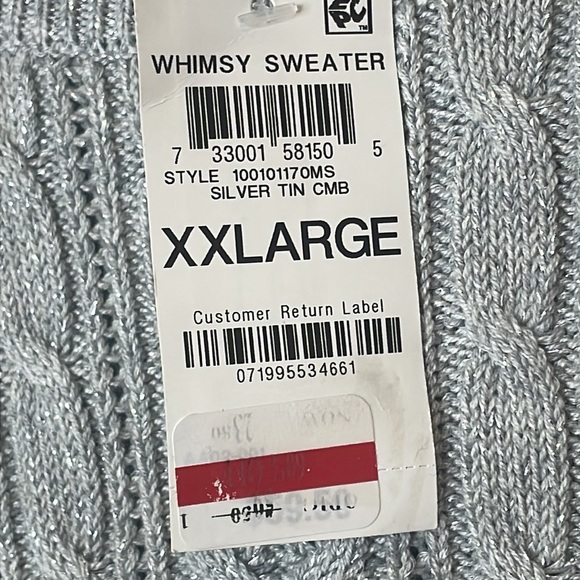 NWT Charter Club Womens Silver Tinsel Longsleeve Stretch Sweater Top XXL PLUS - Picture 3 of 6